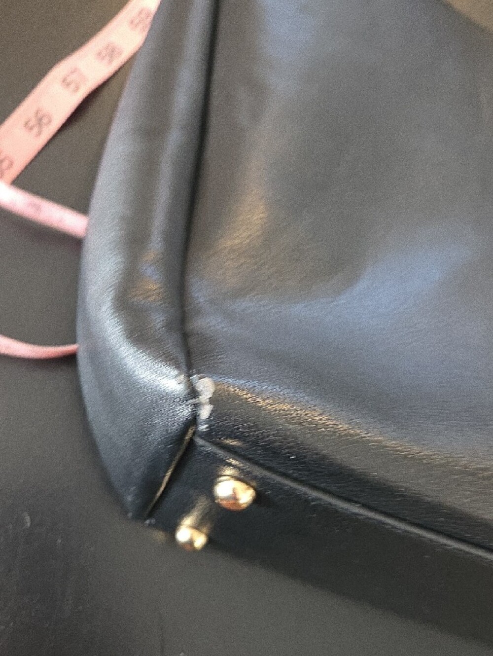 Luella Grey Black Leather Shoulder Bag with Gold Ring Accents - Picture 10 of 11